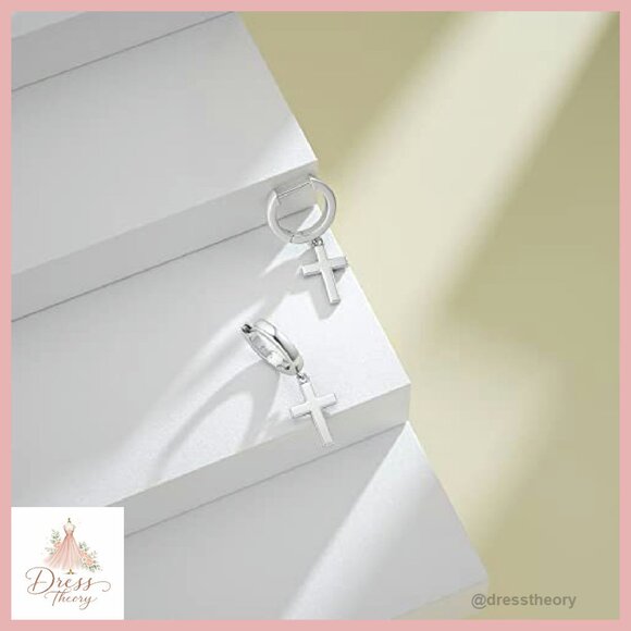 Sterling Silver Dangle Huggie Earrings with CZ and Pearl Accents - Picture 7 of 8